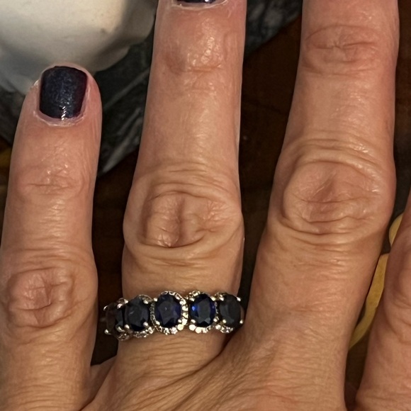 Lab Created Blue Sapphire Sterling Silver 5-Stone
Band - Picture 2 of 9